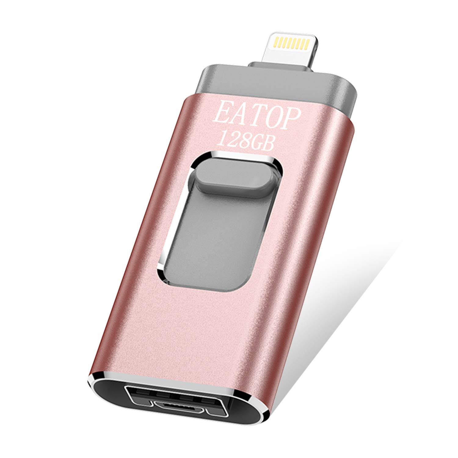 USB Flash Drives 128GB iPhone Memory Stick,EATOP External Storage Memory Stick Adapter Expansion for iPod / iPhone / iPad / Android & Computers (Pink)